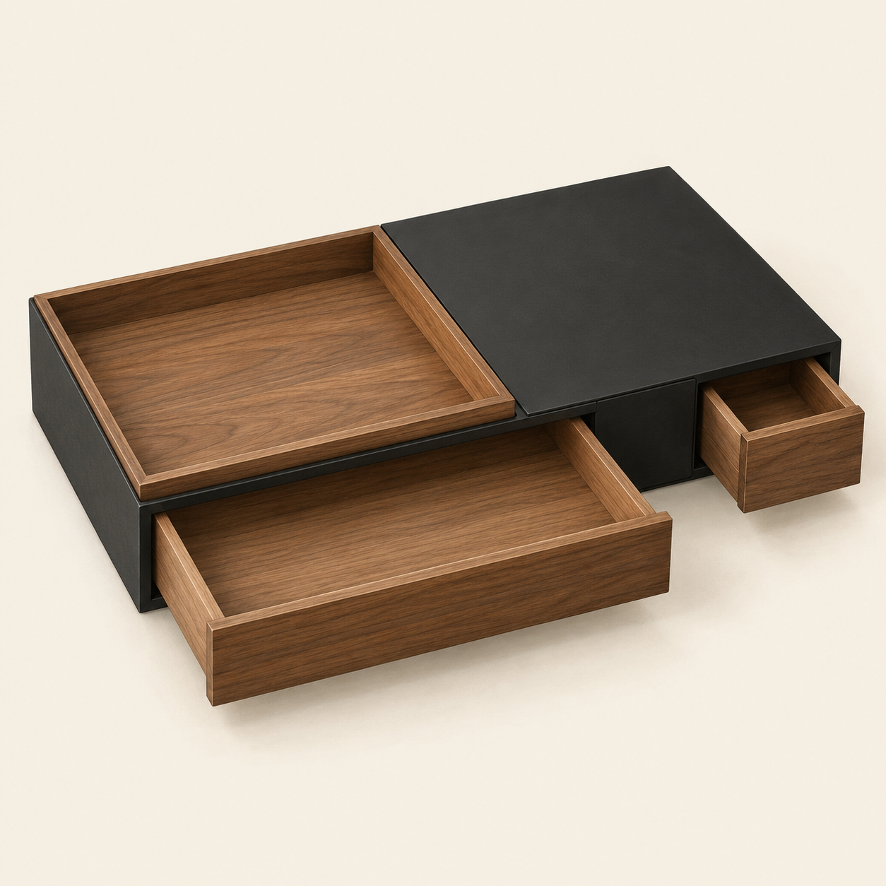 AI illustration representing Umbra Stowit jewelry box — Black/Walnut