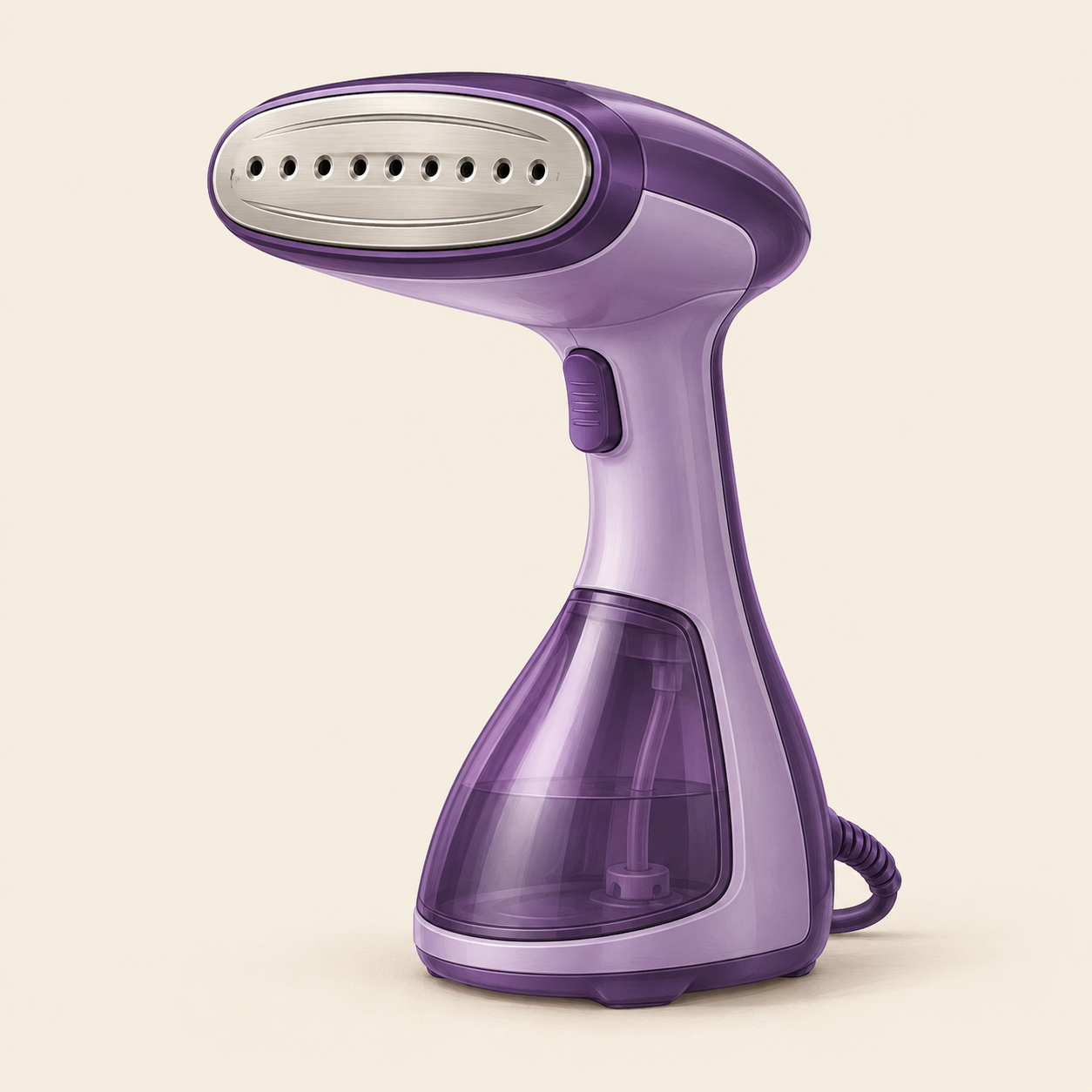 AI illustration representing Conair Turbo ExtremeSteam 1875W handheld steamer — Purple