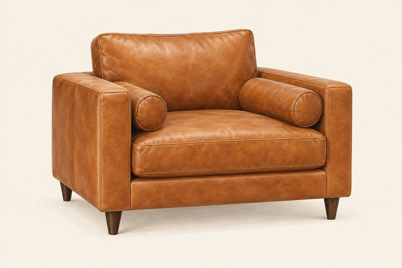 AI illustration representing POLY & BARK Napa lounge chair — Cognac Tan